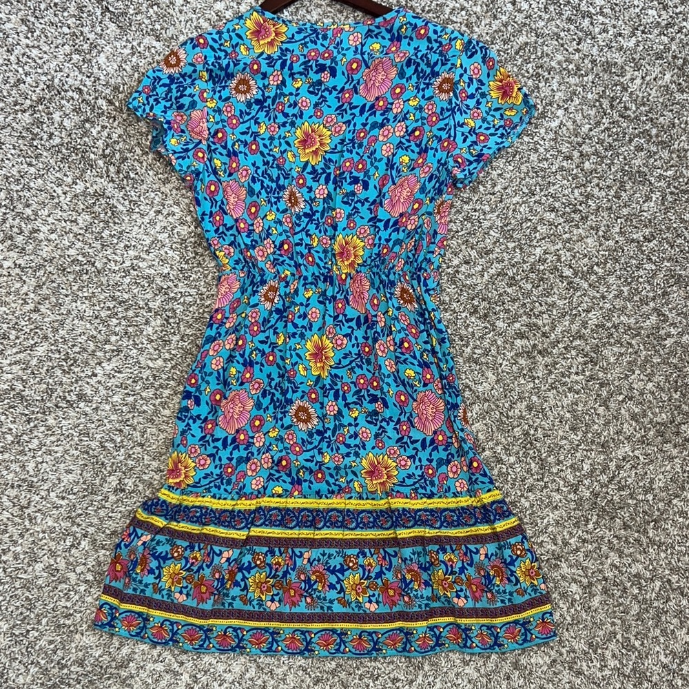 Floral Blue Mini Dress - Picture 7 of 9